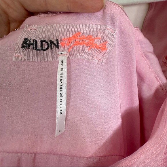 NWT BHLDN X Free People Alaine Pink Mini Dress Puff Sleeves Size 8 - Picture 5 of 6